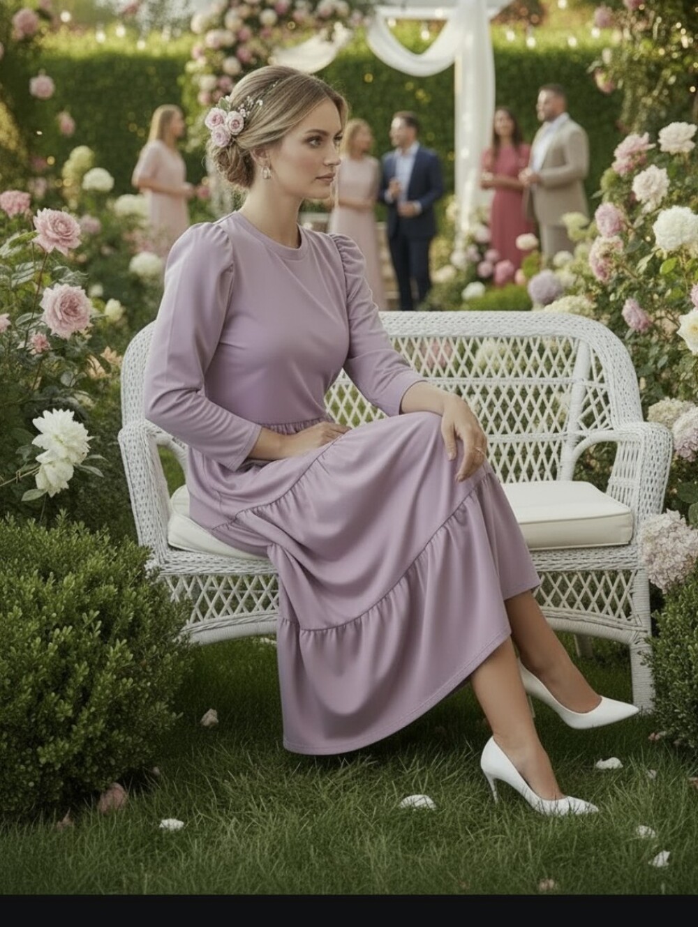 Who What Wear Lilac Puff-Sleeve Maxi Dress-med